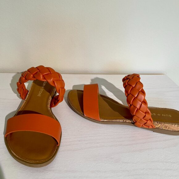 Sun + Stone Braided Open Toe Slide Sandals Women’s Sz 7W New in Box - Picture 1 of 4